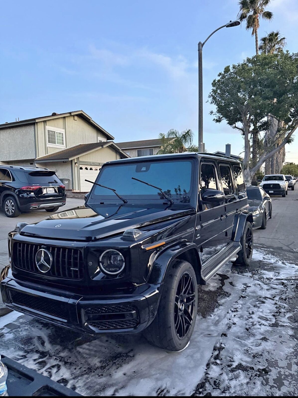 Mercedes-AMG G63 black foam wash and hand detail by The Detail Club LA in Woodland Hills